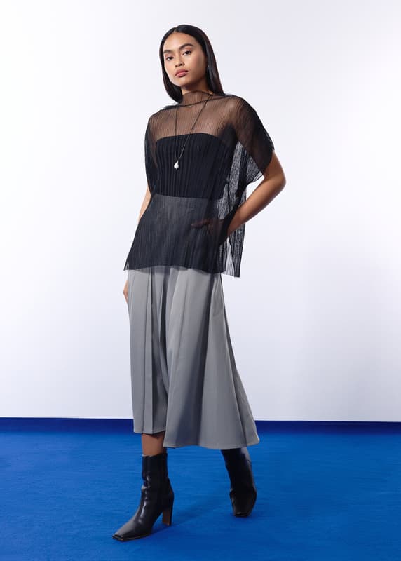 Relaxed Sheer Tulle Mock Neck Tunic Top | Love, Bonito SG