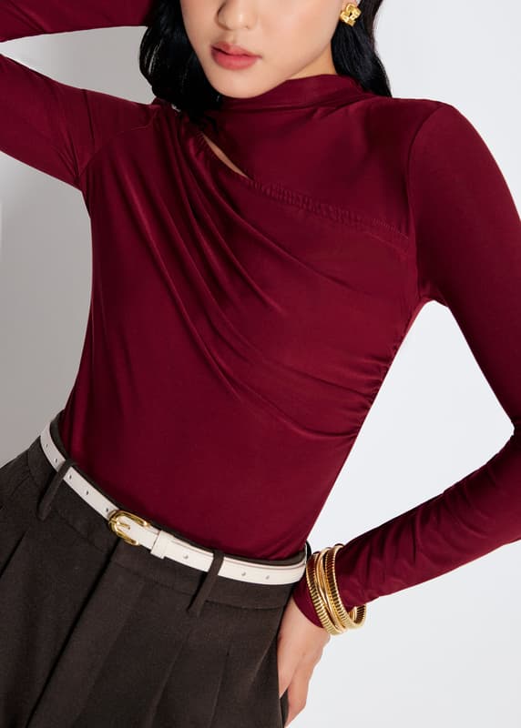 Jersey Asymmetric Cut Out Mock Neck Top | Love, Bonito HK