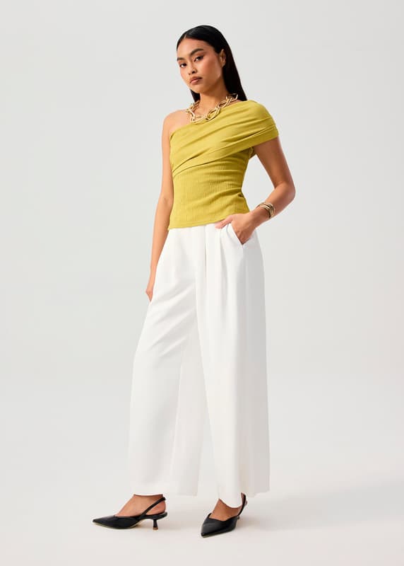 Crinkled Jersey Asymmetric Fitted Top | Love, Bonito SG