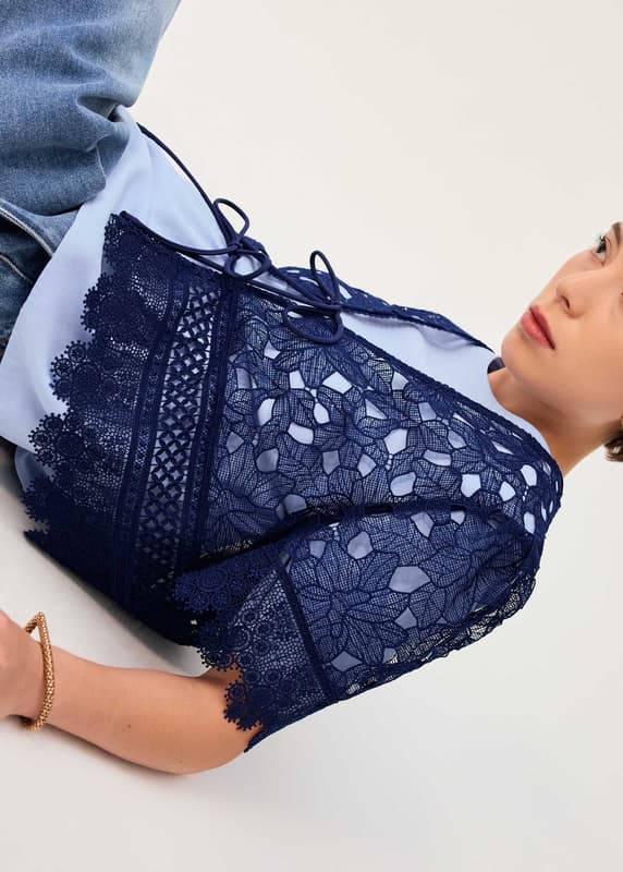 Floral Lace Ribbon Tie V-neck Shell Top | Love, Bonito INTL