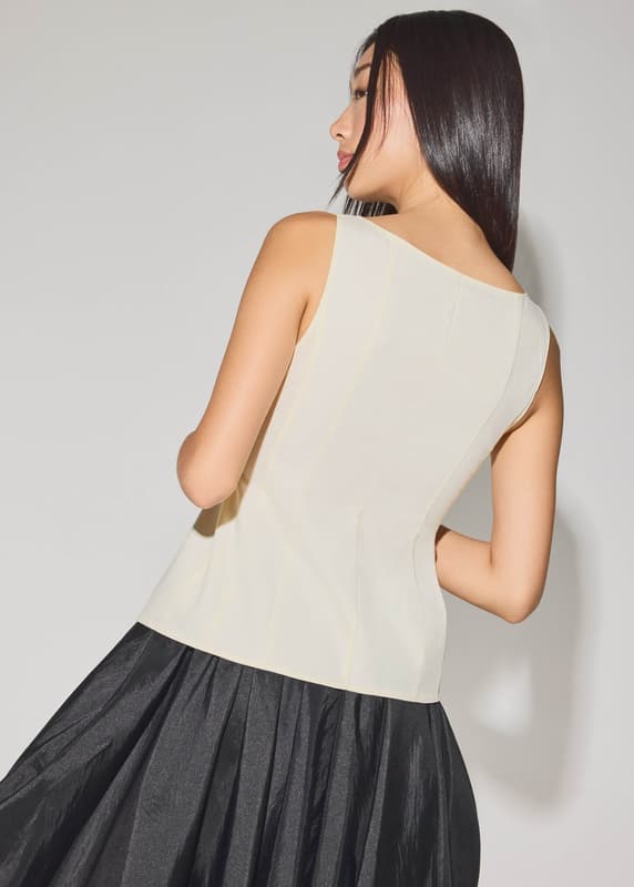 Lyocell Front Zipper Square Neck Fitted Long Top | Love, Bonito SG