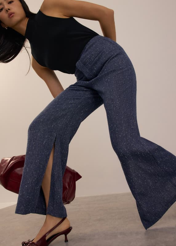 Leggy™ Elastic Tweed High Waist Kick Flare Pants | Love, Bonito INTL