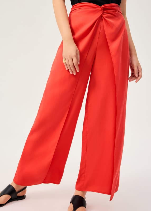 Lyocell Front Twist Mid Waist Wide Leg Pants | Love, Bonito SG