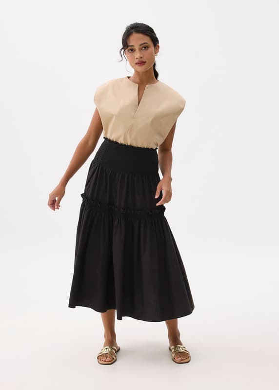 High Waist Tiered A-line Maxi Skirt | Love, Bonito ID