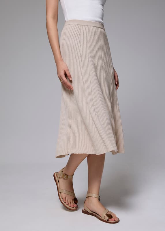 Elastic Ribbed Knit Flare Midi Skirt | Love, Bonito INTL