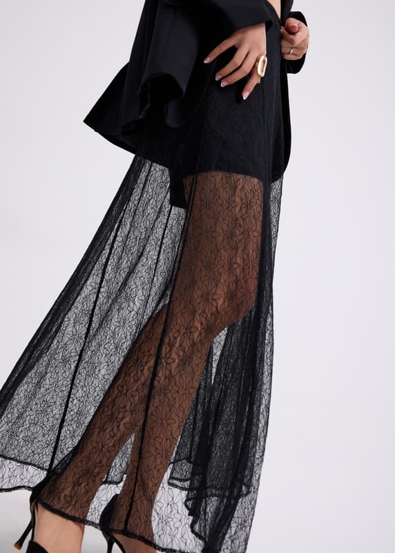 order L2♡ Z2♡ Sheer Lace A-Line Maxi Skirt | Love, Bonito SG