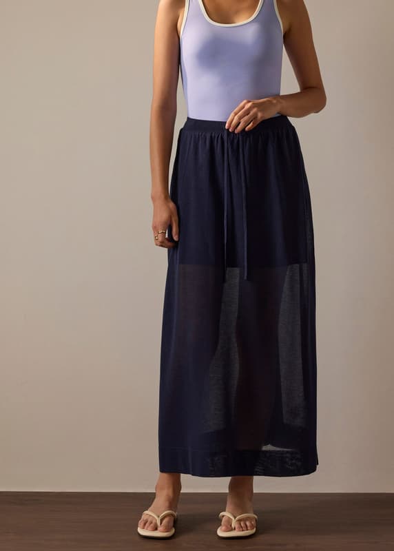 Sheer Knit A-line Maxi Skirt | Love, Bonito SG