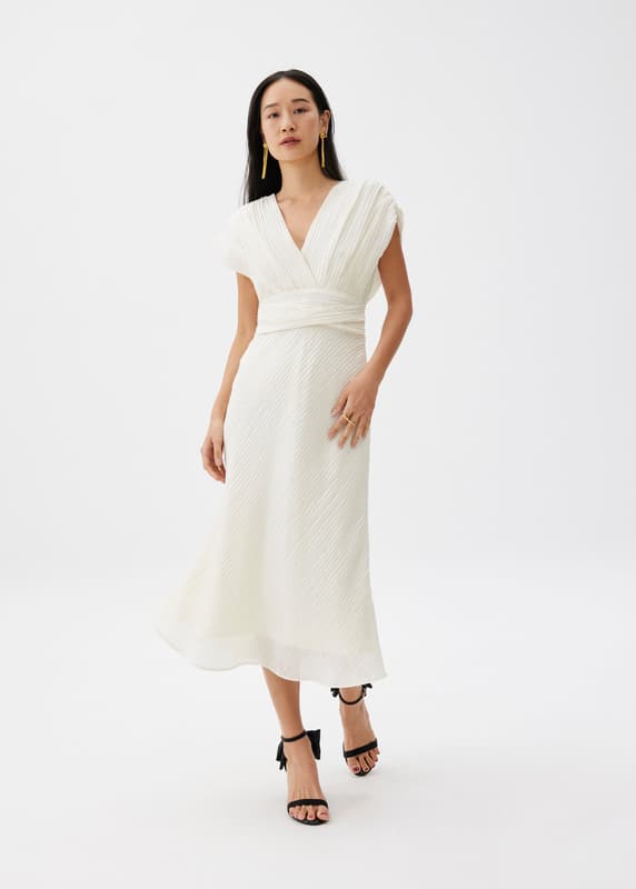 love bonito fit and flare dress Minimalist Satin Fit-And-Flare Wedding Dress With Corset Bodice And  Detachable Bolero main image 1
