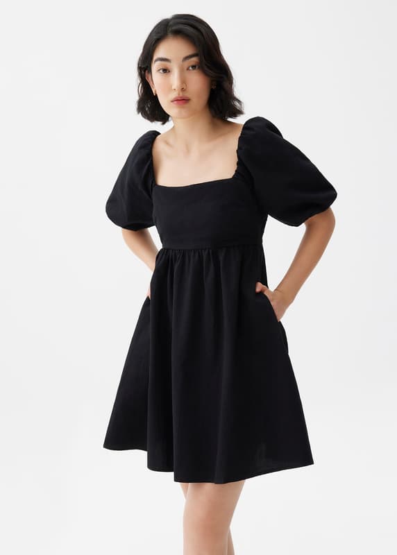 Jovie Dress | Puff-sleeve Floral Babydoll Mini Dress with Ruffles