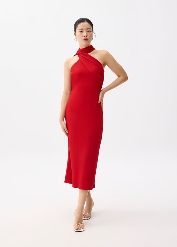 Halter Bias Cut Midi Dress | Love, Bonito ID Halter Bias Cut Midi Dress | Love, Bonito ID