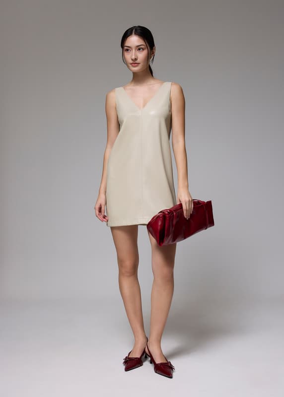 Reversible Vegan Leather Shift Mini Dress | Love, Bonito US
