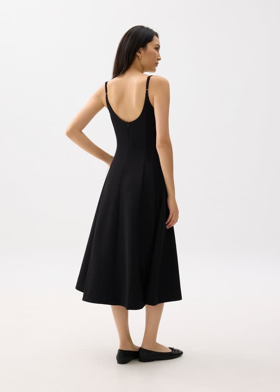 Pleated Scoop Neck Fit & Flare Midi Dress | Love, Bonito SG