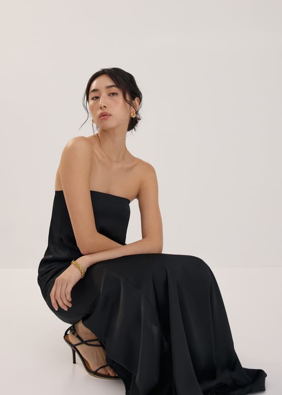 love bonito maxi dress Cotton Ruched Sweetheart Fit & Flare Maxi Dress
