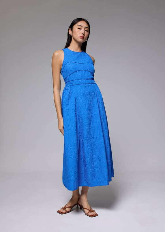 Jacquard Fit & Flare Midaxi Dress | Love, Bonito SG