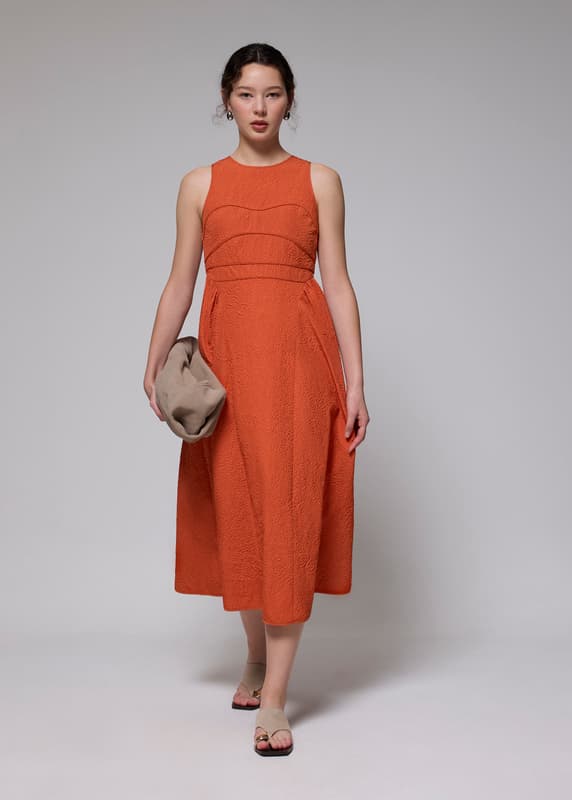 Jacquard Fit & Flare Midaxi Dress | Love, Bonito SG