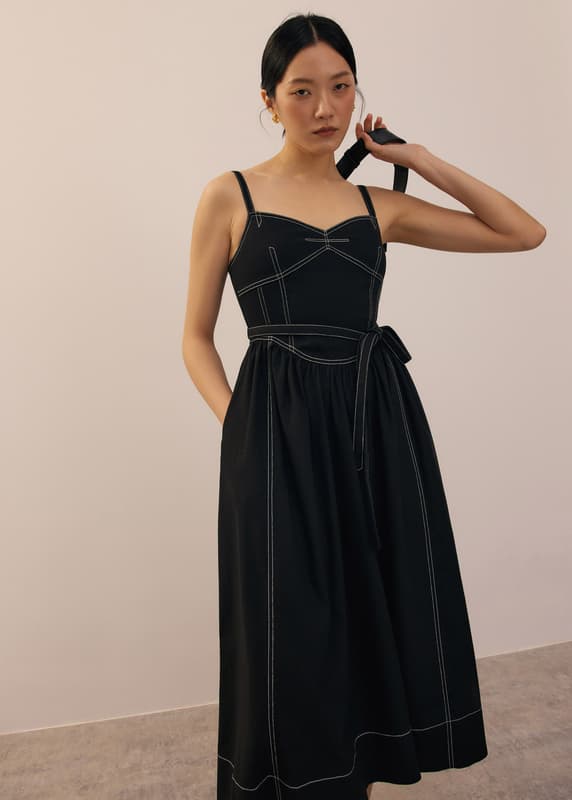 Detachable Sash Sweetheart Fit & Flare Midi Dress | Love, Bonito INTL