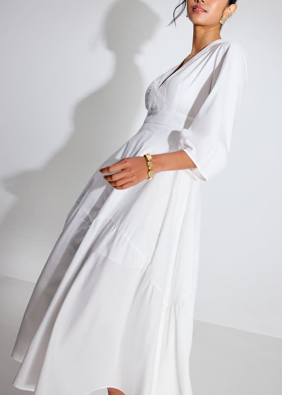 Cotton Panelled Fit & Flare Midaxi Dress | Love, Bonito SG