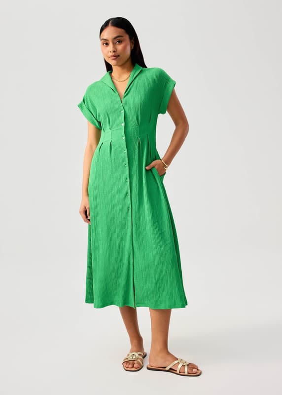 green dress what colour accessories Boden Women's Camalie Jersey Maxi Dress in Green main image 0