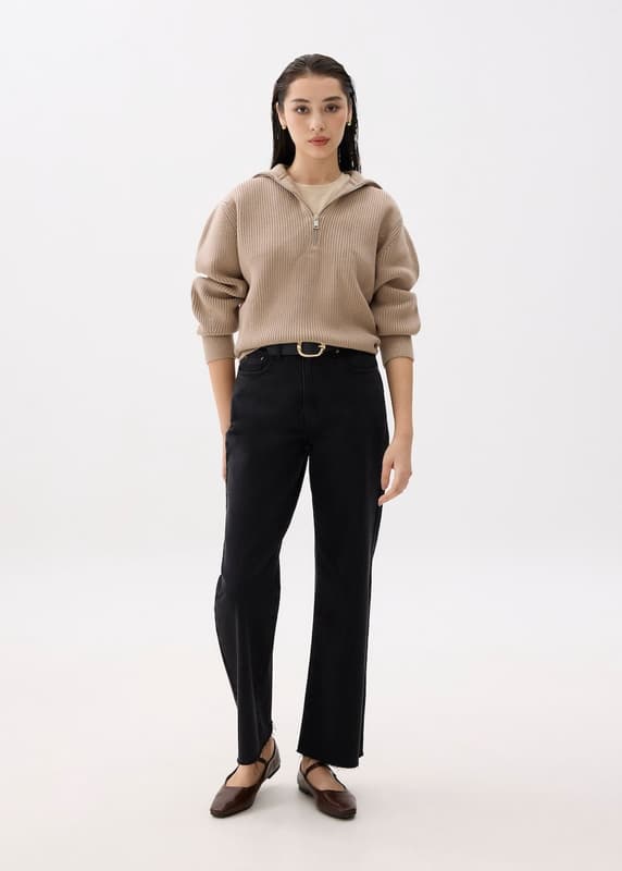 Relaxed Half Zip Knit Sweater | Love, Bonito ID