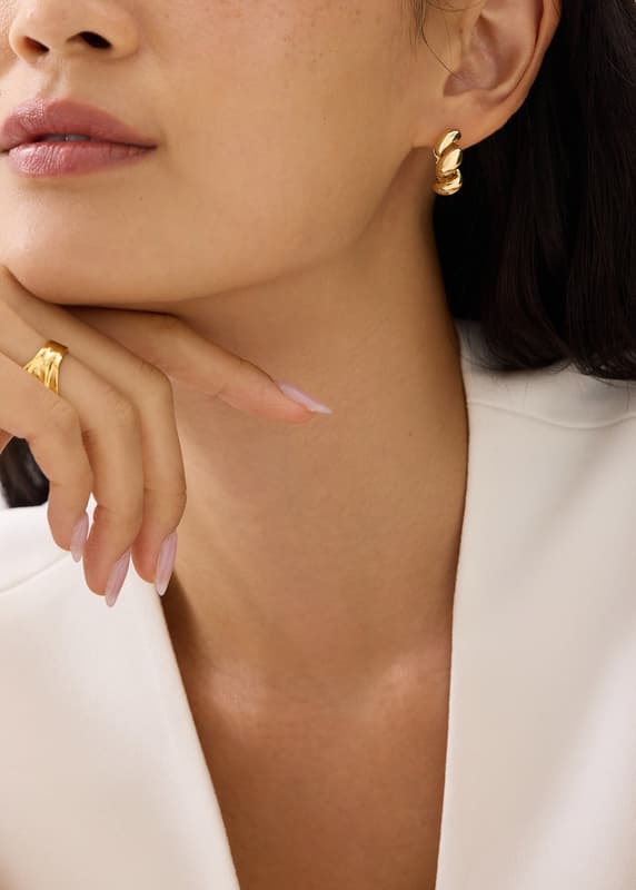 14K Gold Plated Chunky Twist Hoop Earrings | Love, Bonito SG