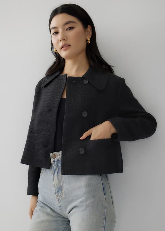 Jacinta Tweed Button Front Jacket | Love, Bonito SG