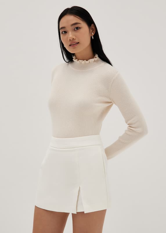 Ruffle Ribbed Knit Top | Love, Bonito SG