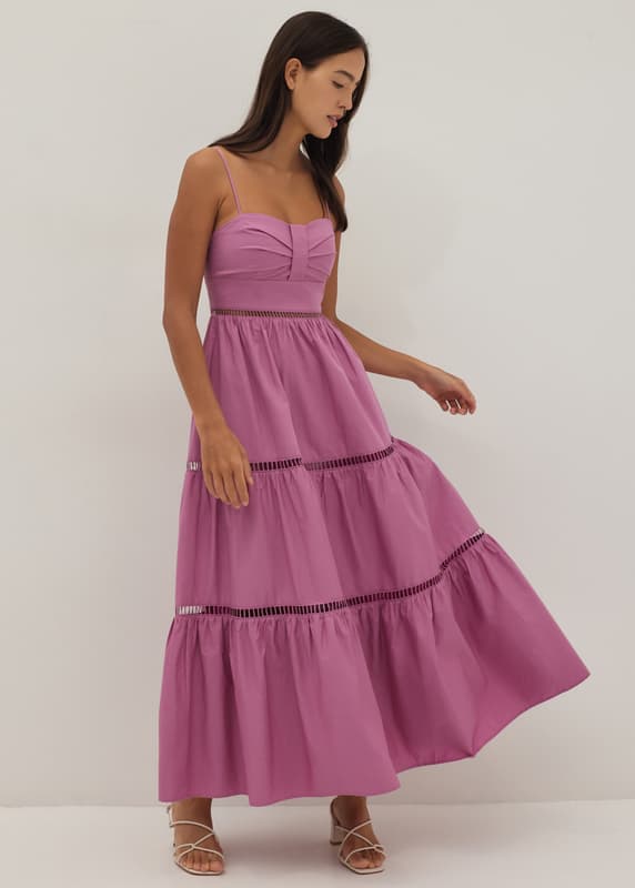 lenora bustier maxi dress Lenora Pink Strapless Maxi Dress