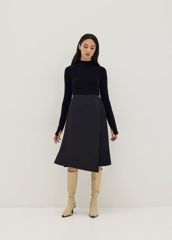 Adjustable Pleated Front Wrap Midi Skirt | Love, Bonito INTL