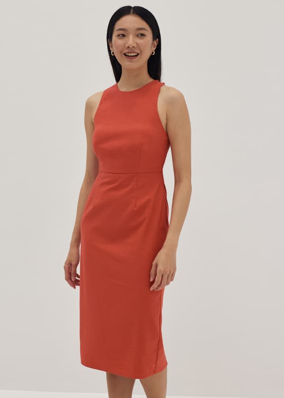 Isla Padded Linen Column Dress | Love, Bonito INTL