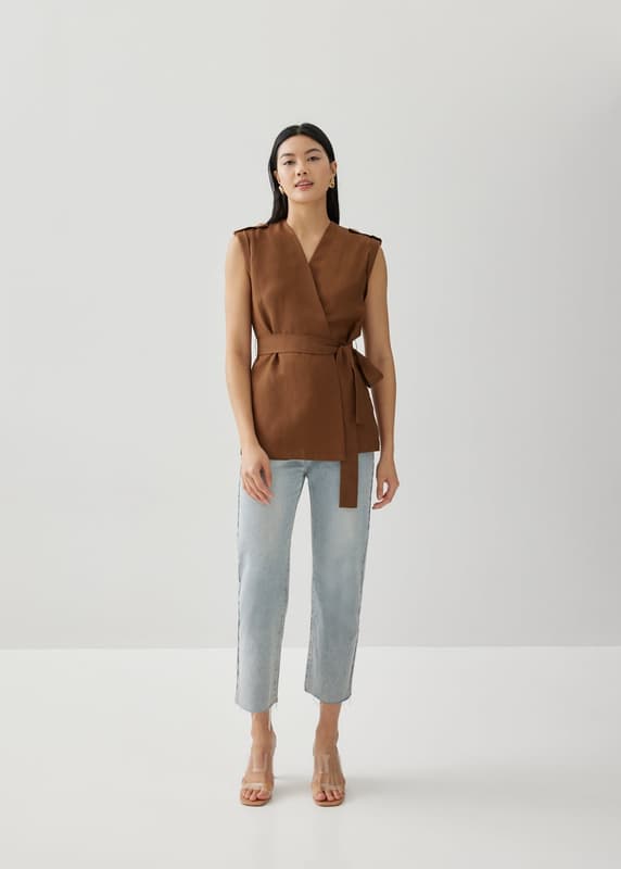 Eula Linen Wrap Vest | Love, Bonito INTL