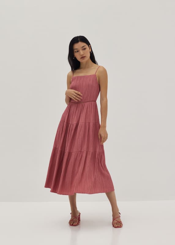 satin lace trim dress Chocolate Lace Trim Satin Midi Dress by Chloe Lewis main image 0
