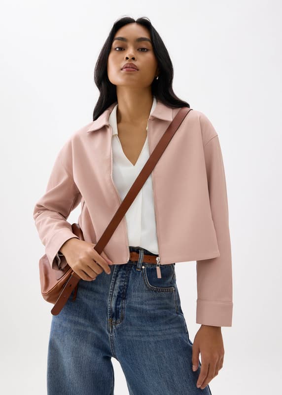 Vegan Leather Zip Jacket | Love, Bonito SG