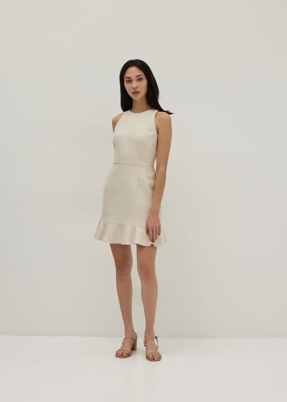 Nancy Tweed Ribbon Tie Peplum Dress | Love, Bonito INTL