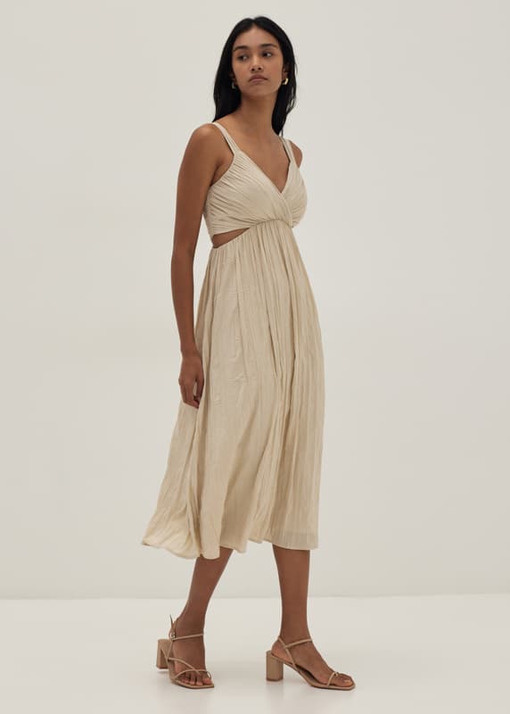 Daniela Padded Crinkled Flare Dress | Love, Bonito SG