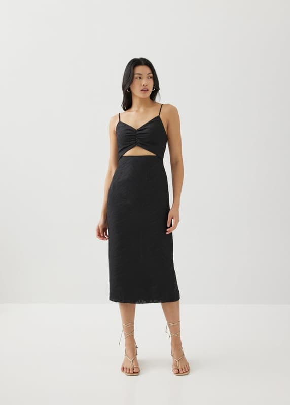 Audrina Padded Textured Column Midi Dress | Love, Bonito INTL Audrina Padded Textured Column Midi Dress | Love, Bonito INTL