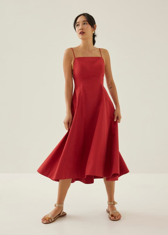 knee length dresses for ladies Love Bonito Stone Blue Deep Back Midi Dress