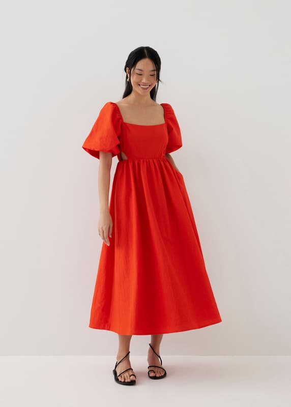 Alai Puff Sleeve Fit & Flare Midaxi Dress | Love, Bonito US
