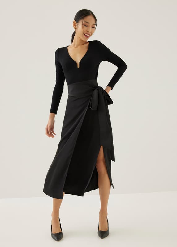Thora Satin Wrap Maxi Skirt | Love, Bonito SG