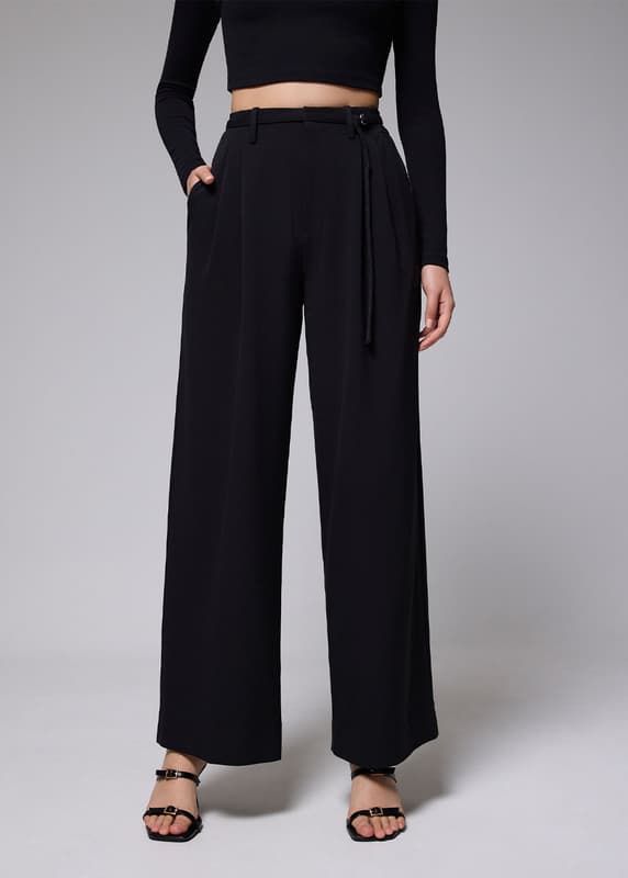 Leggy™ Mayumi Elastic Pleated Wide Leg Pants | Love, Bonito SG