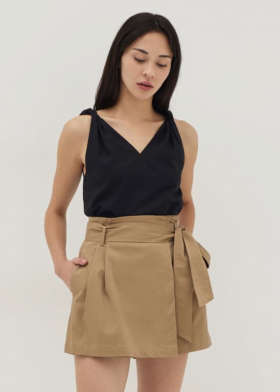 Olana Linen Twist Strap Top | Love, Bonito SG