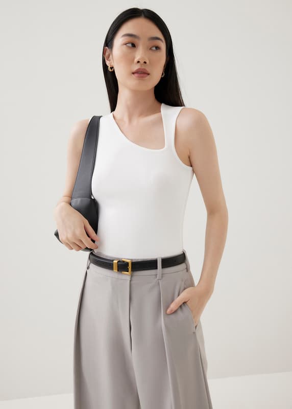 Zebbie Asymmetric Knit Tank Top | Love, Bonito SG