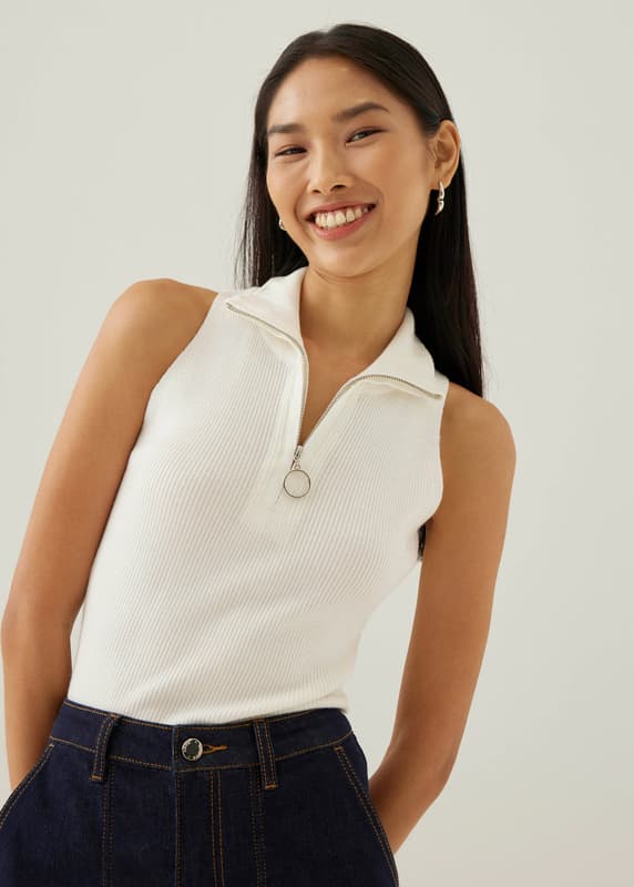 Orlene Collared Knit Tank Top | Love, Bonito SG