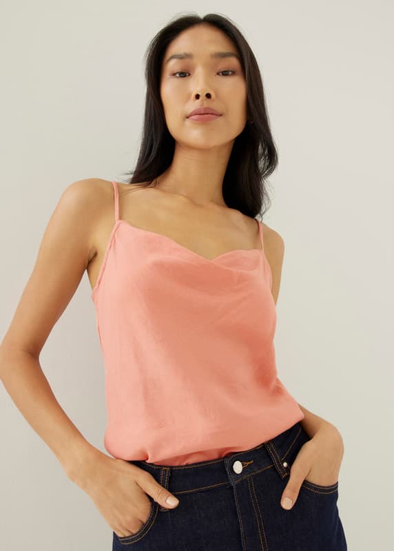 Vita Linen Cowl Neck Camisole Top | Love, Bonito SG
