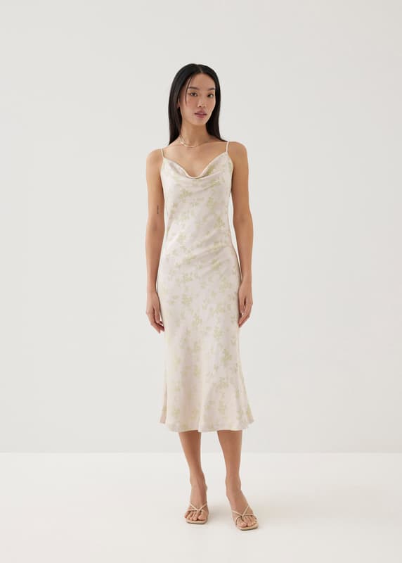 Adrianna Satin Cowl Neck Midi Dress in Opulent Florals | Love, Bonito INTL