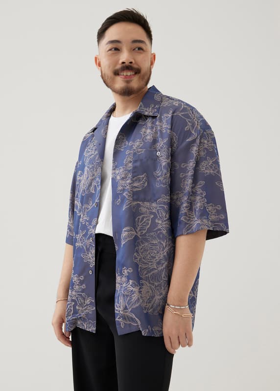 Jaxon Unisex Satin Collared Shirt in Opulent Florals | Love