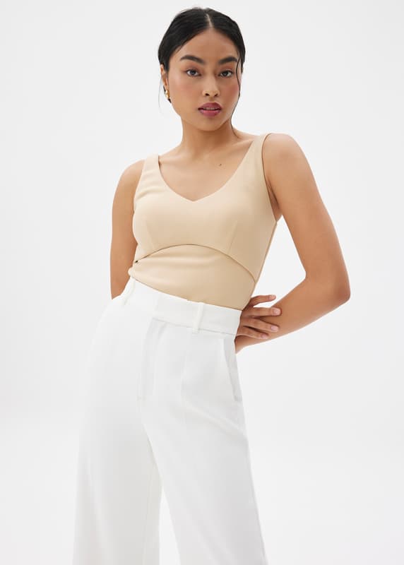 Natalia Padded Scoop Neck Fitted Top | Love, Bonito SG