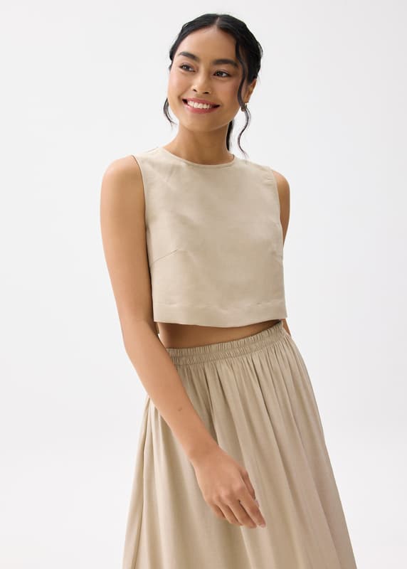 Liana Linen Crop Shell Top