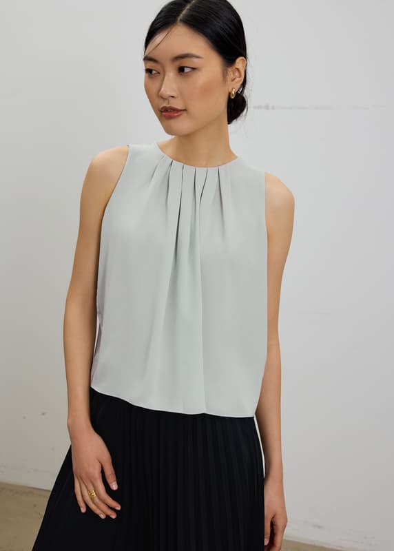 Amy Satin Pleated Top