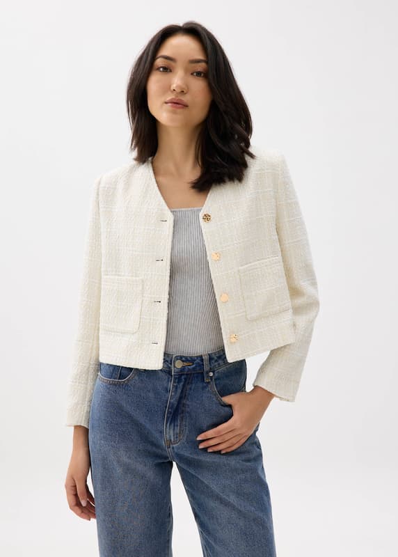 Zanna Detachable Collar Tweed Jacket | Love, Bonito US