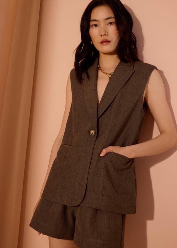 大学生 割引 Noa SG Bonito Love, | Vest Padded Shoulder Textured Relaxed トップス